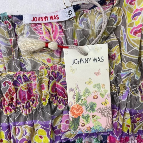 Johnny Was Women's Multicolor Silk Smocked Sleeveless Midi Sundress Size XS NWT - Picture 4 of 9